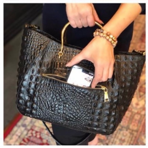 Lisa Robertson Limited Croc Embossed Leather handbag Crossbody Tote Old Money - Picture 7 of 12